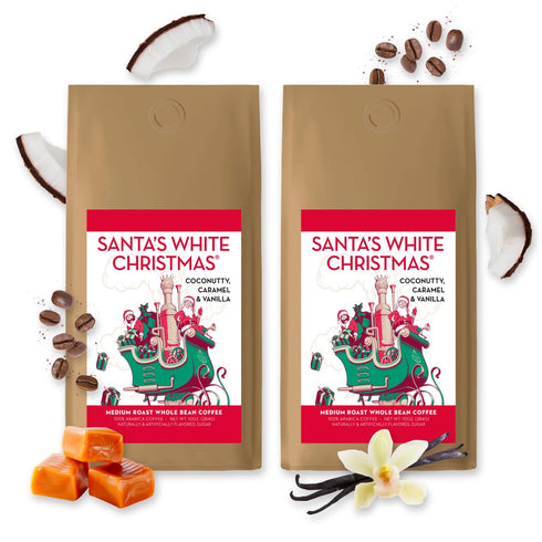 BARNIE'S COFFEE TEA CO. Santa's White Christmas Whole Bean Coffee with Smooth