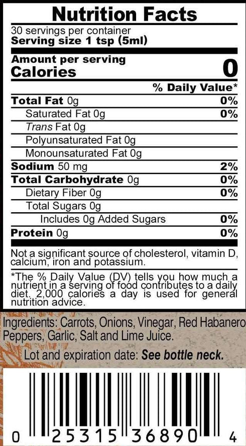 5 oz Marie Sharps Garlic Habanero Pepper Sauce, Bold Belizean Hot Sauce with Garlic & Heat All-Natural, Gluten-Free