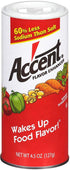 Ac'cent Flavor Enhancer 00054 All Natural 4.5 Oz. Wakes Up Food Flavor Canister (Pack of 2); Ideal for Meats, Poultry, Vegetables, Soups and Salads, Monosodium Glutamate Imparts an Umami Flavor