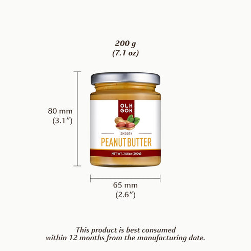 100% 7 oz (200g) OLHGOK Korean Peanut Butter Smooth Net Wt.