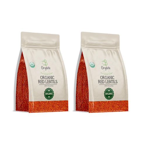 Orgibite Organic 2 x 2.2 lb Red Lentils, 35.27 oz (Pack of