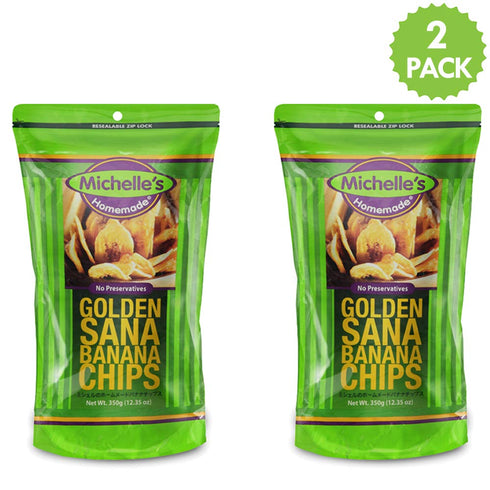 Michelle's 12.35oz, 2 Pack Homemade Golden Sana Banana Chips