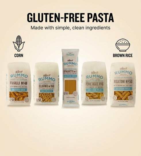 Rummo Pack 5 Pack Elbows) Gluten-Free Pasta Variety Assortment (Spaghetti, Rigatoni, Penne Rigate, Fusilli, Premium