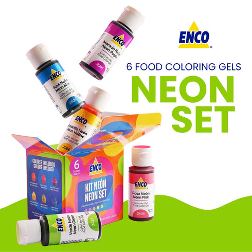 6 Set 1.41 oz (40 ENCO Neon Food Coloring Gel each g)