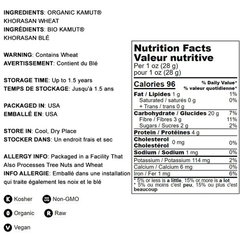 Food to Live Organic Rolled KAMUT Khorasan Wheat Flakes, 8 Ounces, Non-GMO, Great for Cereal, Granola, Baking