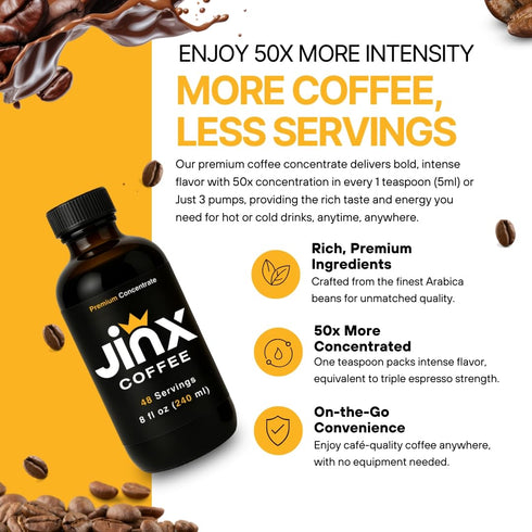 Jinx Coffee 50x 48 Concentrate Stronger Cold Brew Coffee | Strong Caffeine Concentrated Liquid, Perfect for Instant Hot