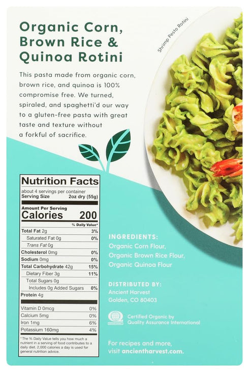 8 oz 2 Ancient Harvest Organic Quinoa Rotini Pasta Gluten Free -- - pc