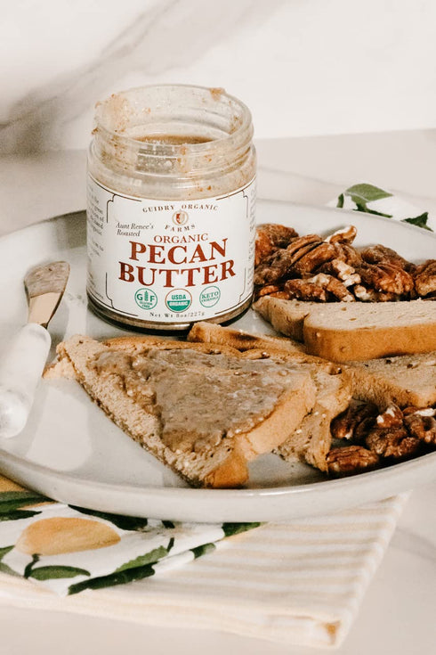 Guidry Organic Farms USDA Certified Organic Pecan Butter, Handmade, Small batches, Keto Friendly, Gluten Free, All