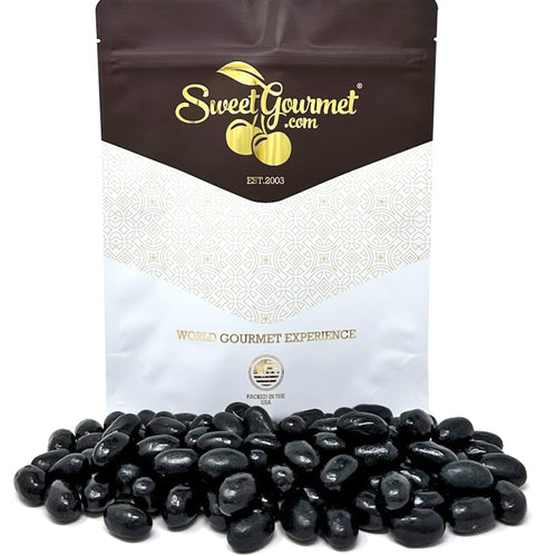 SweetGourmet Black Licorice Jumbo Jelly Beans, Bulk Unwrapped Candy, 1 Pound