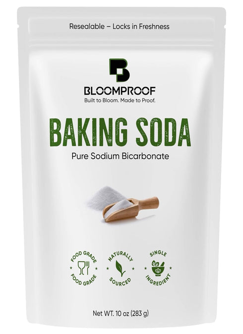 BloomProof 10 oz, 100% Baking Soda Sodium Bicarbonate, Pure & Natural, Premium Food Grade, Resealable Pouch for Baking