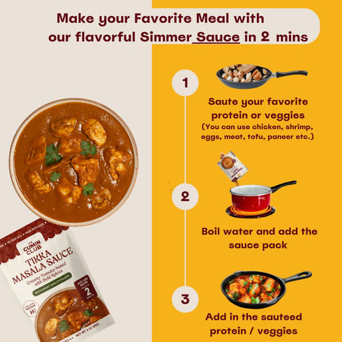Simmer Pack Pack 6 The Cumin Club Sauce Variety | Just Add Water Curry Sauce Mix | Authentic Indian Spices | All