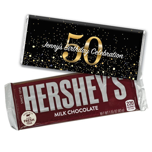 24ct 50th Birthday Party Favors - Custom Wrappers for Chocolate Bars (24 Count) - Candy Not Included