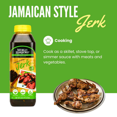 16 oz (Pack 2) World Harbors Jamaican Jerk Sauce Sweet & Spicy Marinade for Jamaican Jerky Seasoning Chicken, Sirloin