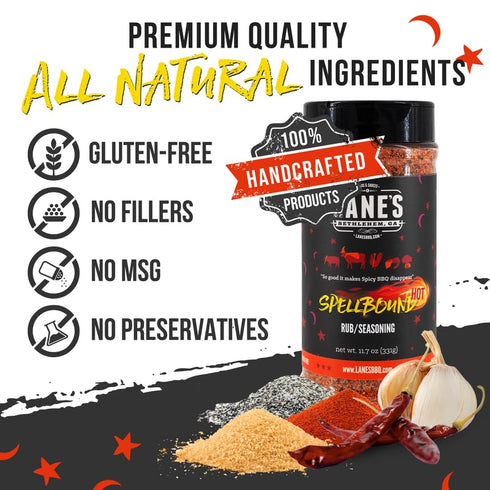 Spellbound 12 Oz Lane's Hot Sweet and Spicy Pork Rub Seasoning, All-Natural Butt Rub Seasoning, Rib Rubs for Smoking