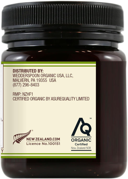 Wedderspoon Raw Organic Manuka Honey KFactor 16+, 8.8 Oz, Unpasteurized New Zealand Honey, Non-GMO Superfood