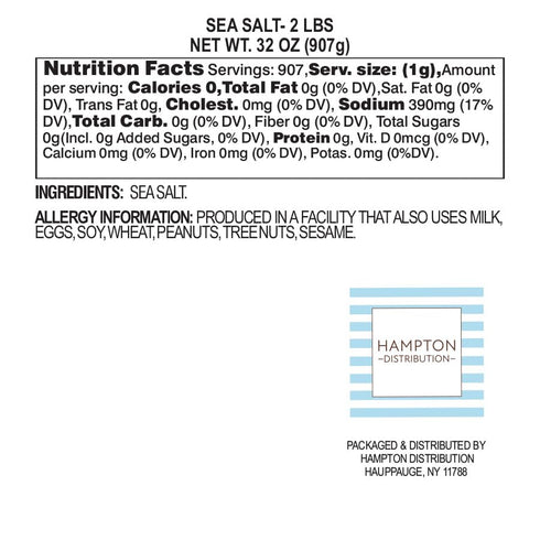 2 Pure Sea Salt, Pound Resealable Bag, All-Natural, Perfect for Cooking, Baking & Blending