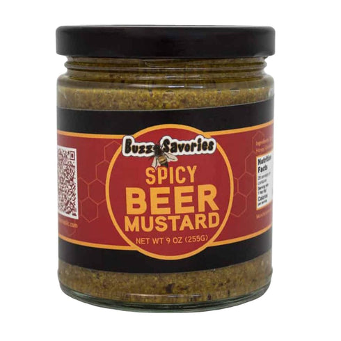 Buzz Savories LLC 9 oz Pack 2 Flavor-Packed Spicy Beer Mustard of Bold and Tangy Gourmet Mustard Made with Real Craft