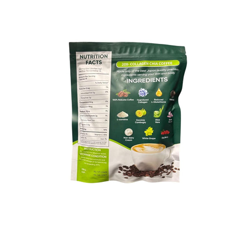 Beauty Milk 20X 11 1 (10 12g) FIT GUM Collagen Chia Coffee - in Coffee Mix Sachets x