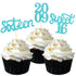 24 Pcs Sweet 16 Blue Glitter Birthday Cupcake Toppers for 16th Birthday Party Decorations