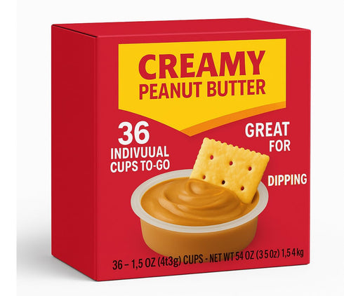 Generic Creamy Peanut Butter Single Serve To Go Cups, 1.5 oz Portions, 36