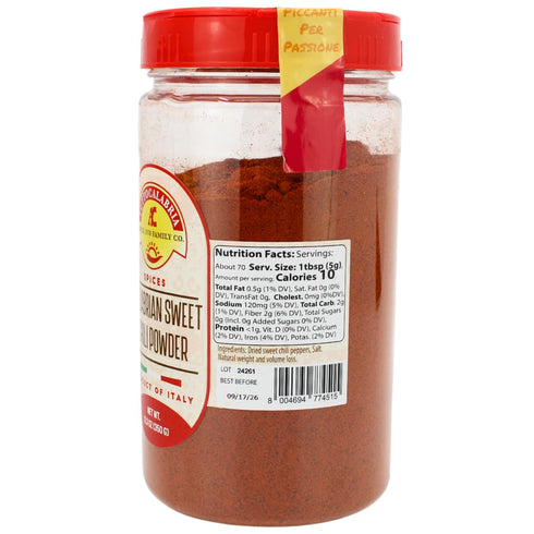 350 (12.3 oz) TUTTOCALABRIA Calabrian Chili Powder, Sweet & MILD, Shaker, gm All Natural, Non-GMO, Product of Italy