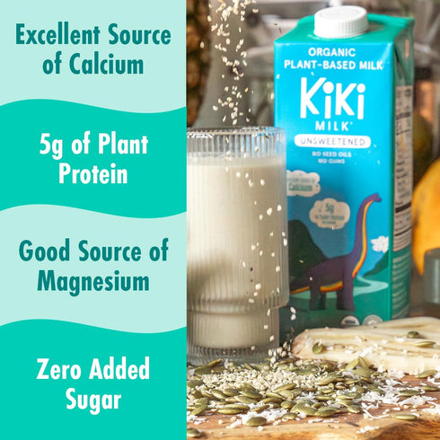 (32 oz Pack 6) Kiki Milk Plant Based Milk - Organic Unsweetened Kiki Milk - Calcium & Magnesium Source - Gluten Free