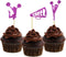 Morndew 24 PCS Purple Glitter Cheerleader Dance Horn Cupcake Toppers for Birthday Party Decorations