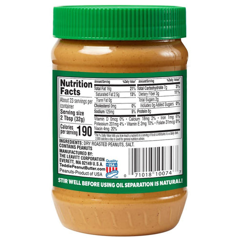 26 Oz Teddie All Natural Peanut Butter, Smooth