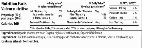 Dosch Organic Acres 40g 12) Wheat Crunch (Bar-B-Q, Organic, Vegan, Nut Free, Snack, Pkg