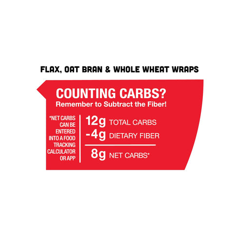 6-Pack, 8g (6 Pack, 36 Joseph's Low Carb Wrap Value Flax, Oat Bran and Whole Wheat, Carbs Per Serving, Fresh Baked Per