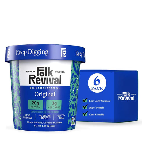 Folk Revival Original Keto Instant 'Oatmeal' - 20g Protein, 3g Net Carbs,