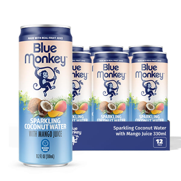 Blue Monkey Sparkling Coconut Water with Mango - 99.7% Coconut Water &