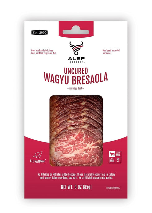 TEAMORE 4-Month 3 oz, Pack 3 Alef - All Natural Uncured Wagyu Bresaola, Premium Artisan Italian-Style Delicacy, Aged