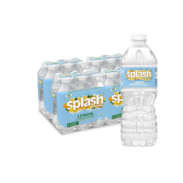 SPLASH REFRESHER Lemon Flavor Water Beverage, 16.9 Fl Oz Plastic Bottles (24