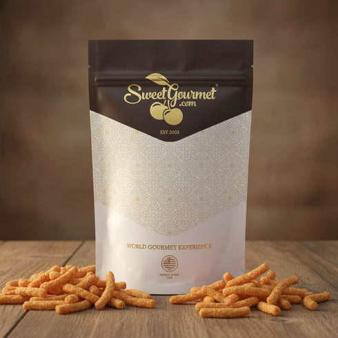 1 SweetGourmet Cheddar Sesame Sticks, Cheese Flavored Crunchy Snack, Pound Bag, No Preservatives, No Artificial Flavors
