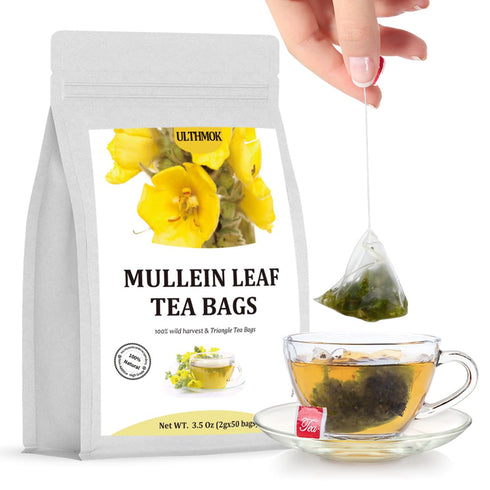 Premium 50 Mullein Leaf Tea Bags. Made with 100% Pure Mullein Leaves,