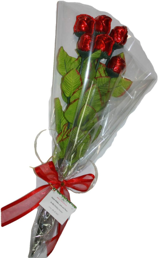 FavorOnline Personalized Christmas Red Chocolate Roses Bouquet Gift of Bouquet of 6 Long