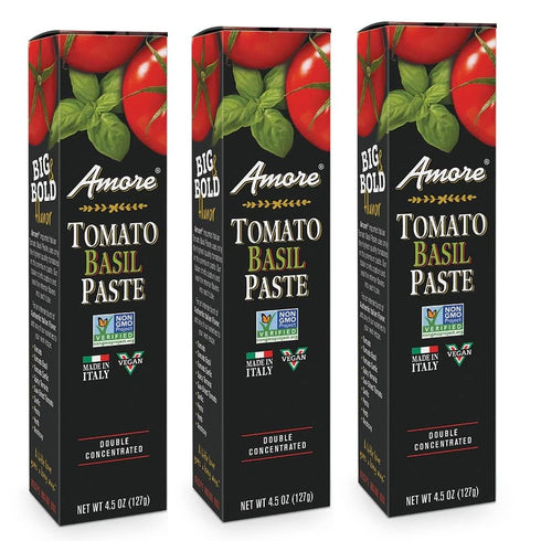 Amore Vegan Basil Tomato Paste In A Tube (4.5oz) - Non GMO Certified