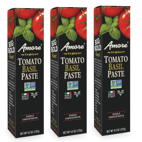 Amore Vegan Basil Tomato Paste In A Tube (4.5oz) - Non GMO Certified