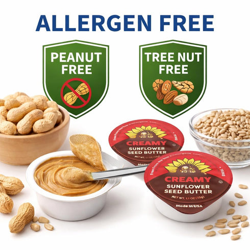 Vallary 1.1 oz (Pack 10) Creamy Sunflower Seed Butter Cups, Single Serve, Peanut-Free & Tree Nut-Free Spread