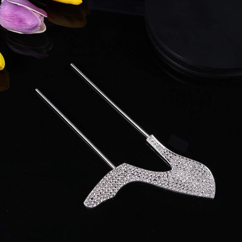 High-heeled Shoes Cake Topper - Glitter Alloy Rhinestone Cupcake Topper for Birthday Party Food Decoration