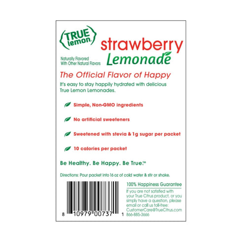 30ct (Pack 1) Packets True Lemon Strawberry Lemonade of - Drink Mix - No Artificial Sweeteners, Low Calorie - Powdered