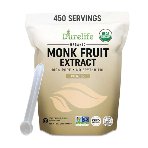 Durelife Organic 100% Pure Monk Fruit sweetener, No Erythritol, Monkfruit Extract Powder,