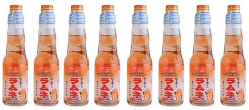 PARSIC multi-pack, 8 6.76 RAMUNE Japanese Soft Drink Bottles, Fluid Ounce (Orange)