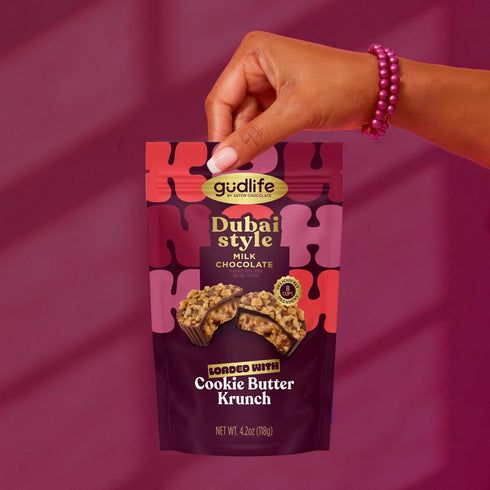 8 4.2oz Gudlife Dubai Style Milk Chocolate Cups, Cookie Butter Kruch, Gourmet Individually Wrapped Chocolate