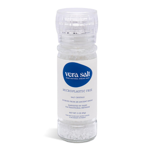 Vera Salt Coarse Spring Salt 85g Refillable Glass Grinder Hand-Harvested Spanish Crystals