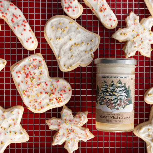 12 oz Savannah Bee Winter White Honey in Tower Jar