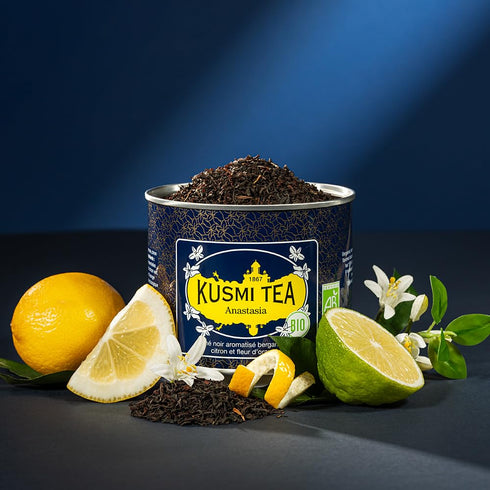 3.5 oz Kusmi Tea - Anastasia - Organic Black Tea with Bergamot & Lemon - Flavored with Orange Blossom - Caffeinated Tea