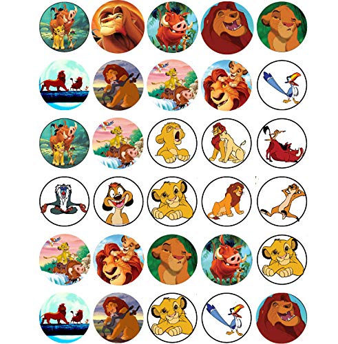 30 Edible Cupcake Toppers, Jungle Safari Lion Theme Party Collection