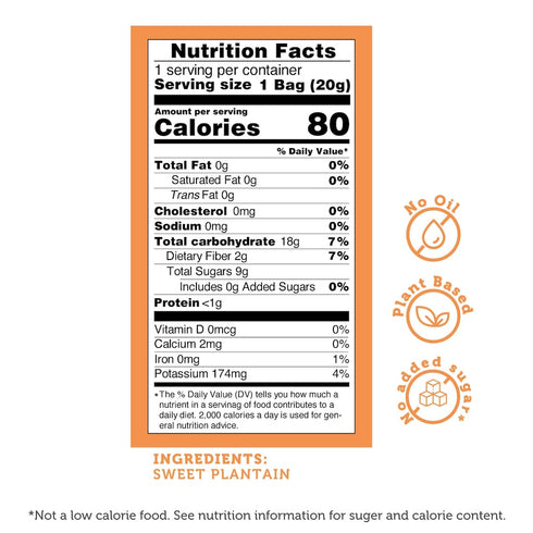 0.7 oz Pack 12 Baked Sweet Plantain Crisps by GOOD CHIPS! Crispy, Crunchy, Oil-Free, Healthy Maduritos - bags